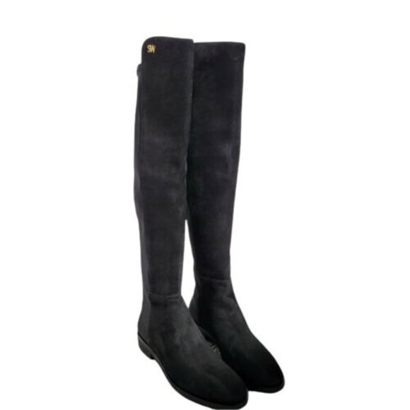 Stuart Weitzman Black Suede Over The Knee Boots w/Logo size Womens 7.5 in Keelan - Picture 5 of 12